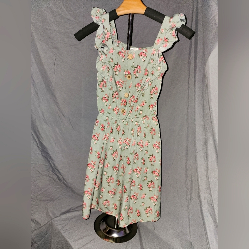 Jenna & Jessie girls ruffle straps floral summer dress size 10